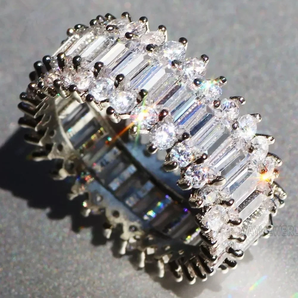 New Baguette 925 Sterling Silver Engagement Ring - Picture 1 of 7
